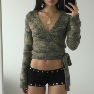 Cotton On space knit wrap front sweater